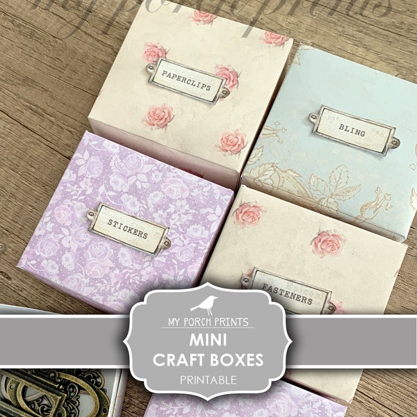 Mini Craft Storage Box, Gift Box, Junk Journal, Small, Craft Kit, DIY, To Mail, Book, My Porch Prints, Digital Kit, Download, Printable