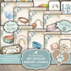 Junk Journal, Dog, Memory, Pet, My Doggie, Grief, Loss, Memorial, Puppy, Journal, Kit, Album, My Porch Prints, Digital Download, Printable