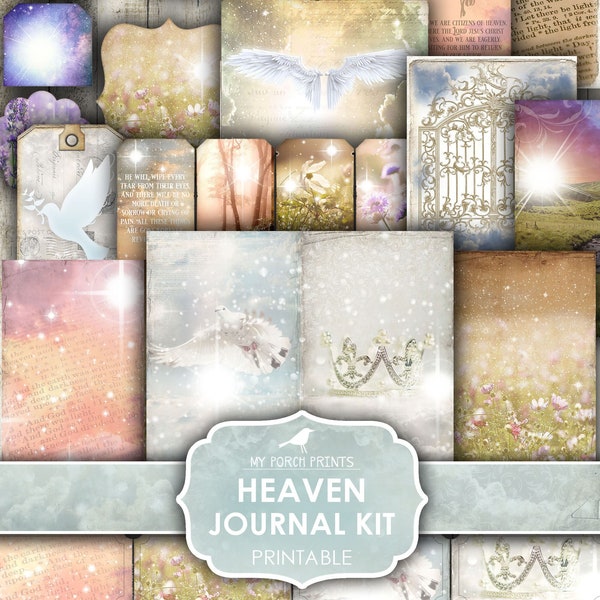 Heaven Junk Journal Kit, Grief, Loss, Loved One, Baby, Child, Bible, Miscarriage, Prayer, Death, Faith, My Porch Prints, Digital Download