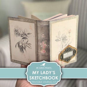 My Lady's Sketchbook Junk Journal Kit, Victorian Artist Sketch Book Art Drawings Jane Austen, Printable, My Porch Prints, Digital Download