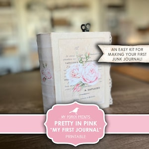 Junk Journal, Pretty in Pink, My First, Beginner's, Kit, Shabby, Girl, Craft Project, DIY Book, Imprimable, My Porch Prints, Téléchargement numérique