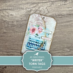 Torn Tags, Writer, Junk Journal, Author, Gift, Card, Jane Austen, Book Lover, Kit, Books, Tag, Printable, My Porch Prints, Digital Download