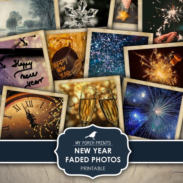 New Year, Photos, Faded, Junk Journal, Photographs, Bullet Journal, New Years, Eve, Winter, My Porch Prints, Printable, Digital Download
