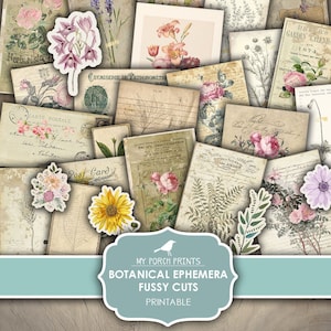 Junk Journal, Botanical, Ephemera, Fussy Cut, Stickers, Apothecary, Shabby, Bullet, Cottagecore, Printable, My Porch Prints Digital Download