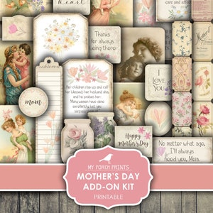 Junk Journal, Mother's Day, Add-On, Kit, Shabby, Wildflowers, Handmade, Gift Idea, For Mom, My Porch Prints, Digital Download, Printable