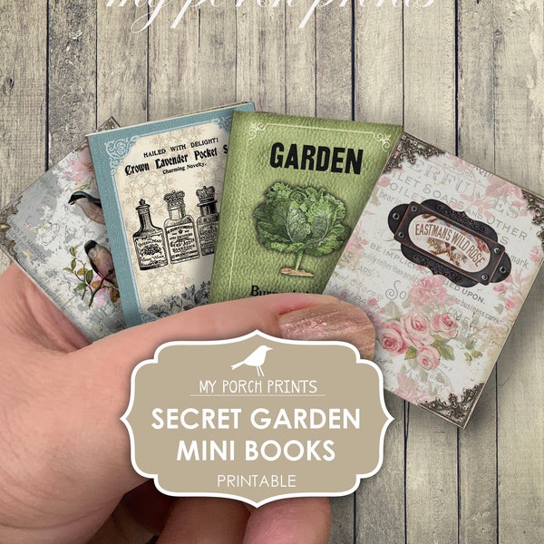 Secret Garden, Mini Book, Flower, Junk Journal, Craft Kit, Ephemera, Printable, Vintage, Miniature, Book, My Porch Prints, Digital Download