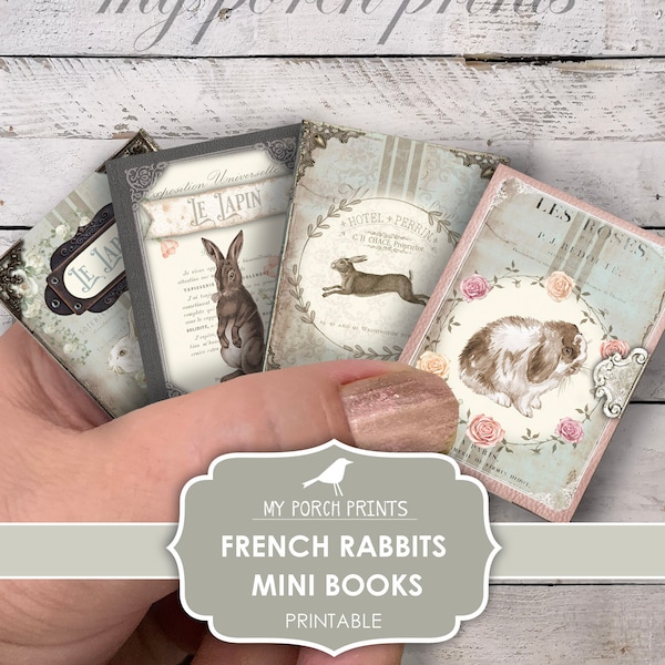 Mini Book, French Rabbit, Junk Journal, Craft Kit, Little, Girl, Baby, Printable, Peter, Easter Basket, My Porch Prints, Digital Download