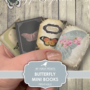 Minibuch, Schmetterling, Junk Journal, 3D, Meine Veranda Drucke, Kinder, Bastelset, Shabby, Ephemera, printable, Miniatur, Buch, digitaler Download