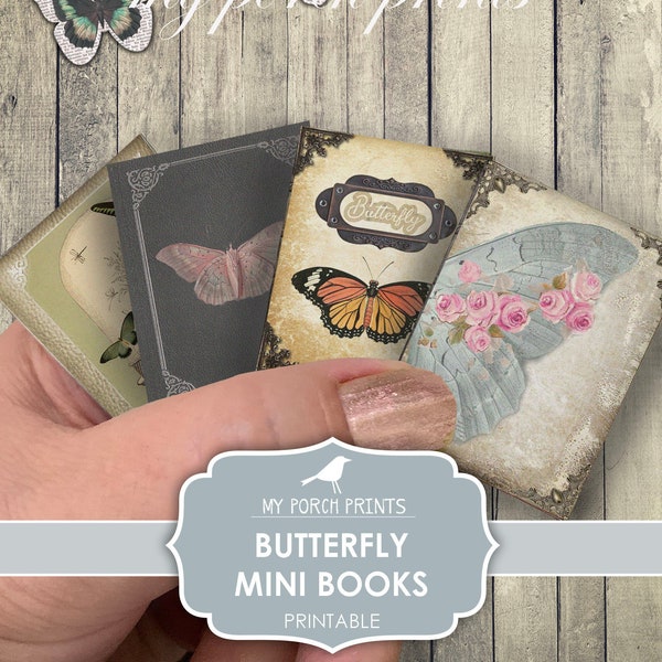Mini Book, Butterfly, Junk Journal, 3D, My Porch Prints, Kids, Craft Kit, Shabby, Ephemera, Printable, Miniature, Book, Digital Download