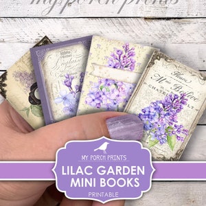 Mini Books, Lilac Garden, Junk Journal, My Porch Prints, Spring, Purple, Lavender, Mother's Day, Printable, Ephemera Kit Digital Download