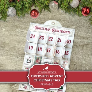 Christmas, Advent Calendar, Tag, Junk Journal, December Daily, Kids Craft, Card, Countdown, Printable, My Porch Prints, Digital Download