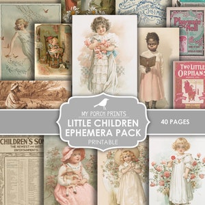 Junk Journal, Ephemera, Pack, wenig, Kinder, Junge, Mädchen, Kind, Kid, Kindergarten, neu, Baby, meine Veranda Drucke, Digital Kit, Download, druckbar