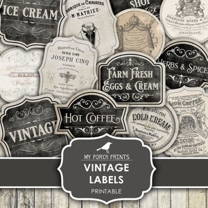 Junk Journal, Etiketten, Vintage, Worte, Männer, Mann, Tags, Verschönerung, Ephemera, Aufkleber, Ticket, Meine Veranda Drucke, druckbar, digitaler Download