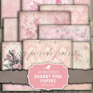 Junk Journal, shabby, Rosa, Papiere, Collage Sheet, bedruckbares Papier, Floral, Scrapbook, Digital Kit, Prints, Vintage, Herunterladen