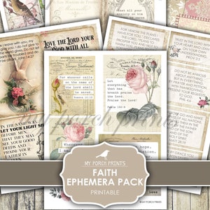 Junk Journal, Faith, Ephemera Pack, Prayer Journal, Kit, Christian, Bible, Easter, Digital, Bible Journaling, My Porch Prints, Download