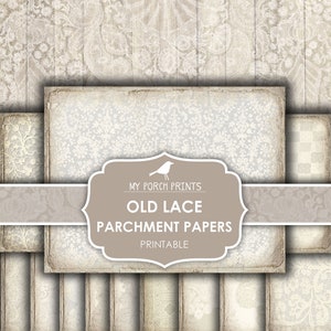 Junk Journal, Papers, Old Lace, Parchment, Collage Sheets, Printable Paper, Boho, Victorian, Digital Kit, My Porch Prints, Vintage, Download