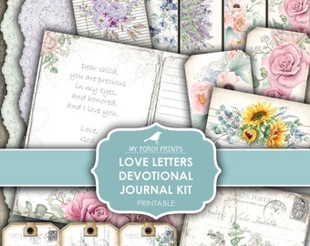 Devotional, Love Letters from the Lord, Fear, Worry, Anxiety, Junk Journal, Prayer Journal, Faith, Kit, My Porch Prints, Printable, Download