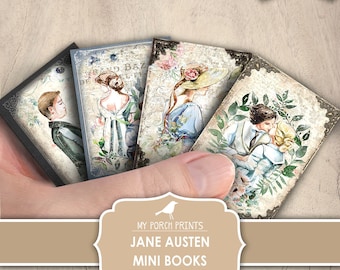 Mini Books, Jane Austen, Shabby, Junk Journal, Victorian, Miniature, Pride and Prejudice, Book, My Porch Prints, Printable, Digital Download