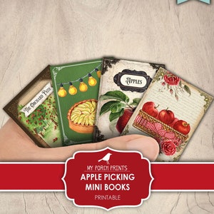 Mini Books, Junk Journal, Apple, Picking, Fall, Apples, Red, Orchard, Autumn, Miniature, Book, My Porch Prints, Digital Download, Printable