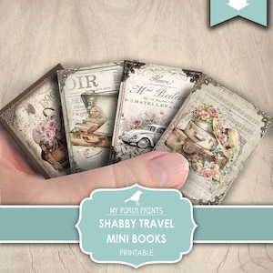 Mini Books, Shabby, Travel, Junk Journal, Vacation, Camper, Miniature, Book, Road Trip, RV, My Porch Prints, Printable, Digital Download