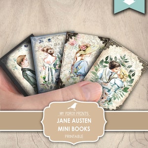 Mini Books, Jane Austen, Shabby, Junk Journal, Victorian, Miniature, Pride and Prejudice, Book, My Porch Prints, Printable, Digital Download