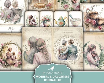 Junk Journal, Mothers and Daughters, Kit, Mother, Daughter, Mum, Mother's Day, Mom, Gift, My Porch Prints, Printable, Digital Download