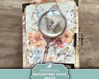 Junk Journal, Magnifying Glass, Circle, Freebie, Template, Facebook Group, The Naturalist, My Porch Prints, Digital Download, Printable