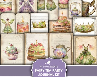 Junk Journal, Fairy, Tea Party, Kit, Fairytale, Fairies, Magic, Birthday, Children, Kids, My Porch Prints, Printable, Digital Download