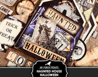 Haunted House, Halloween, Junk Journal Kit, Craft, For Kids, Printable, Potions Book, Digital Download, My Porch Prints, Download, Printable