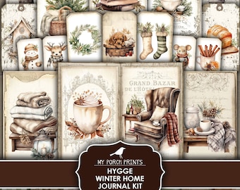 Puede incluir: Un kit de diario digital imprimible con temática invernal. El kit incluye imágenes de un sillón acogedor, una taza de chocolate caliente, un muñeco de nieve, una linterna, una media y una variedad de otros elementos invernales. El kit es perfecto para crear un diario único y personalizado.