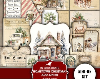 Hometown Christmas ADD ON, Junk Journal, December, Daily, Village, Shops, Traditional, Merry, My Porch Prints, Printable, Digital Download,