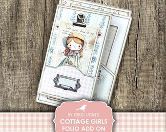 Junk Journal, Cottage Girls, Folio, Add On, Shabby, Children, Country, Little Girl, Flip, Pink, My Porch Prints, Printable, Digital Download