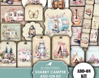 Junk Journal, Shabby, Camper, ADD ON, Kit, Camping, RV, Vacances, Tente, Road Trip, Voyage, My Porch Prints, Imprimable, Téléchargement numérique