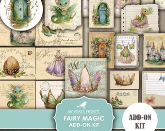Junk Journal, Fairy Magic, Add On Kit, Fairies, Woodland, Castles, Children, Kids, Dragons, My Porch Prints, Printable, Digital Download