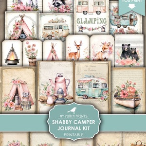 Diario basura, Shabby, Camper, Kit, Camping, RV, Vacaciones, Tienda de campaña, Viaje por carretera, Vintage, Viajes, Mis impresiones de porche, Imprimible, Descarga digital