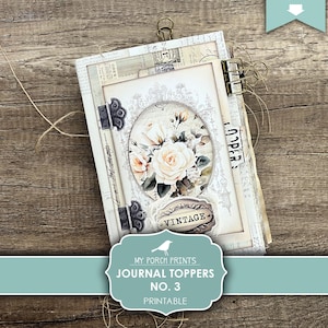 Junk Journal Toppers No. 3, Folio, Sepia and Ivory, Neutral, Roses, Layered, Cover, Kit, My Porch Prints, Digital, Download, Printable