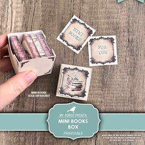 Caja de libros en miniatura, libro, desgastado, miniatura, almacenamiento, regalo, secreto, con tapa, fácil, diario basura, imprimible, impresiones de mi porche, descarga digital