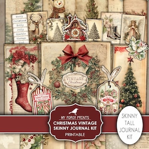 Christmas Vintage Skinny Junk Journal Kit, Tall, Victorian, Holiday, Winter, Traditional, Red, My Porch Prints, Printable, Digital Download - Etsy Christmas Vintage Skinny Junk Journal Kit, Tall, Victorian, Holiday, Winter, Traditional, Red, My Porch Prints, Printable, Digital Download - Etsy