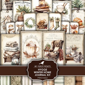 Hygge Winter Home Junk Journal Kit, December, Daily, Neutral, Holiday, Cozy, Christmas, My Porch Prints, Printable, Digital Download,