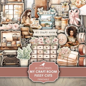 My Craft Room Fussy Cuts, Junk Journal, Home Office, Supplies, Art, Cricut, Planner, Stickers, Printable, My Porch Prints, Digital Download