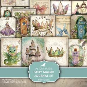 Junk Journal, Fairy Magic, Kit, Fairytale, Fairies, Woodland, Castles, Children, Kids, Dragons, My Porch Prints, Printable, Digital Download