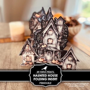 Haunted House, Folding, Insert, Kit, Junk Journal, 3D, Craft, Halloween, Card, Cricut, Kids, Printable, My Porch Prints, Digital Download