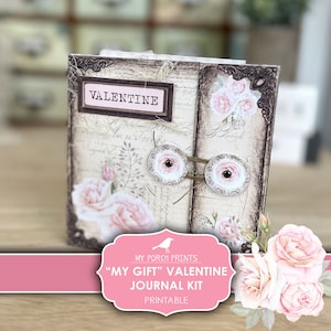 My Gift Valentine Junk Journal Kit, Book, Valentines Gifts for Him, Card No-Sew Valentine's Day, My Porch Prints Digital Download Printable