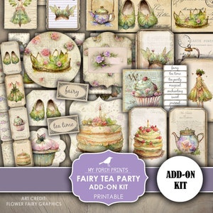 Junk Journal, Fairy, Tea Party, ADD ON Kit, Fairytale, Fairies, Magic, Birthday, Little, Girl, My Porch Prints, Printable, Digital Download