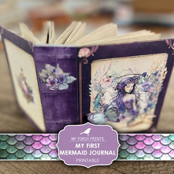 Junk Journal, My First, Mermaid, Beginner's, Kit, Kids, Girl, Girls, Children, Book, Ocean, Imprimable, My Porch Prints, Digital Download