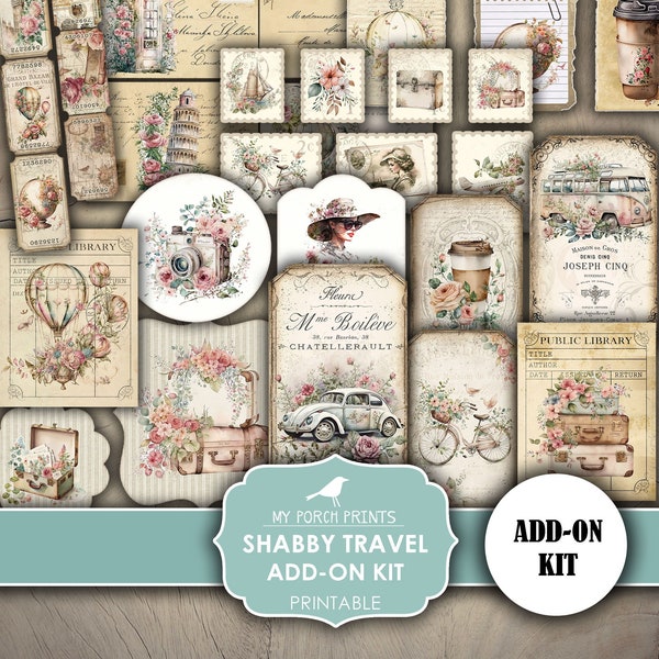 Junk Journal, Shabby, Travel, ADD ON, Kit, Europe, Road Trip, Vintage, RV, Vacation, Flowers, My Porch Prints, Printable, Digital Download