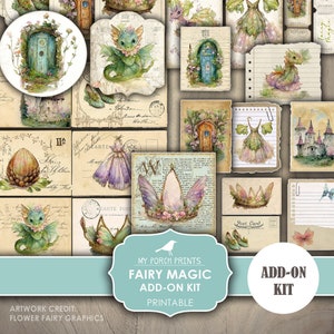 Junk Journal, Fairy Magic, Add On Kit, Fairies, Woodland, Castles, Children, Kids, Dragons, My Porch Prints, Printable, Digital Download