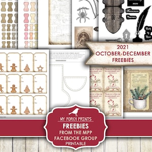Junk Journal, Freebies, From, 2021, October - December, Facebook Group, Ephemera, Christmas, My Porch Prints, Digital Download, Printable