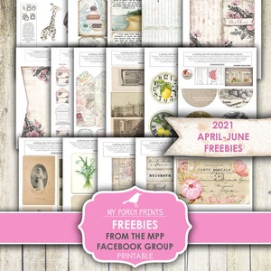 Junk Journal, Freebies, From, 2021, April-June, Facebook Group, Ephemera, Shabby, My Porch Prints, Digital Download, Printable
