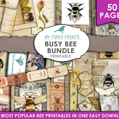 Busy Bee Junk Journal Kit Beekeeper Bees Vintage My Porch Etsy